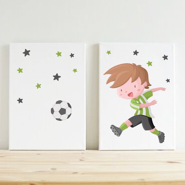 ¡Color a elegir! Pack de 2 láminas decorativas - Niño jugador de fútbol