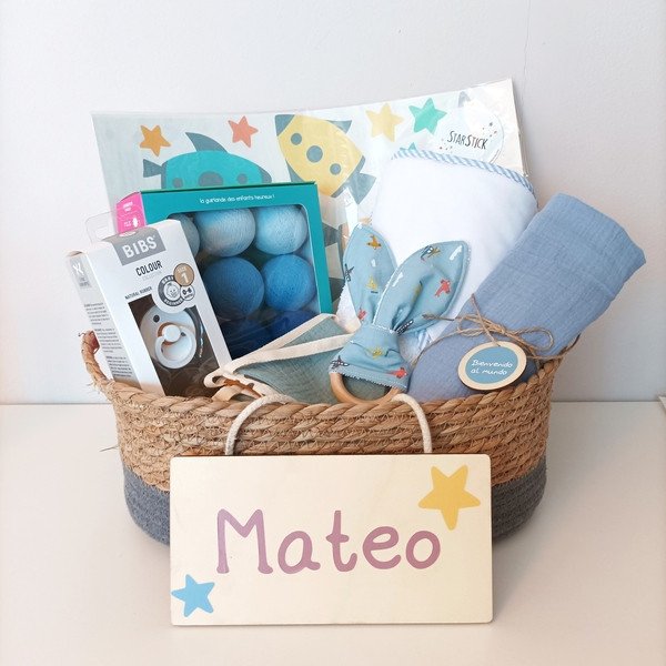 Panier Bébé Avec Poignée En Bois Jokapy - Armoire Cadeau Fête Prénatale Marron