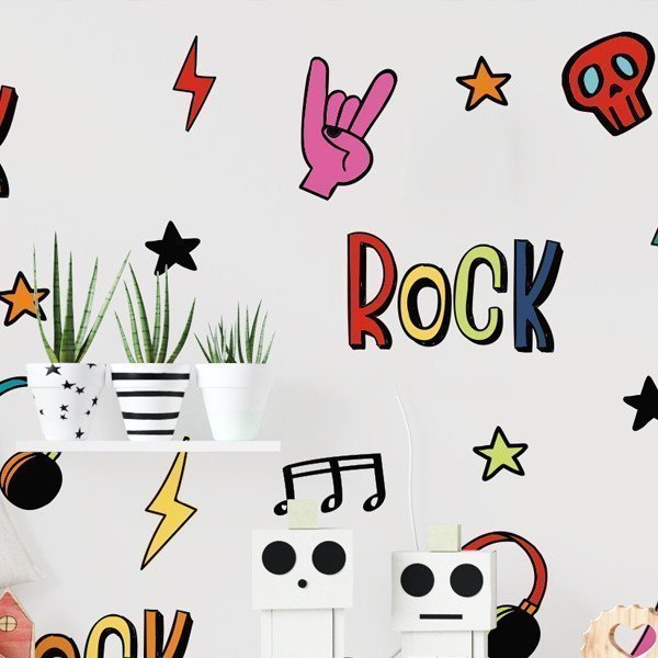 Papier Peint Adhésif 3D Luna Rock Music R18549 – Amovible Et Coloré