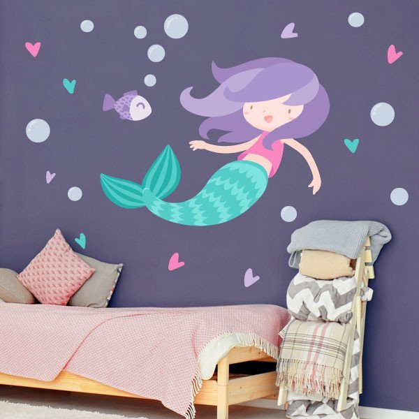 Stickers pour filles - Sirène - Stickers décoratifs pour chambres de filles