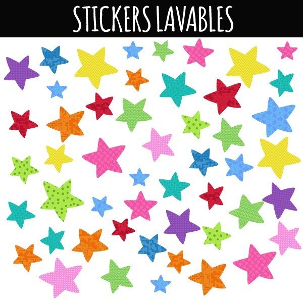 Étoiles colorées Party - Stickers lavables