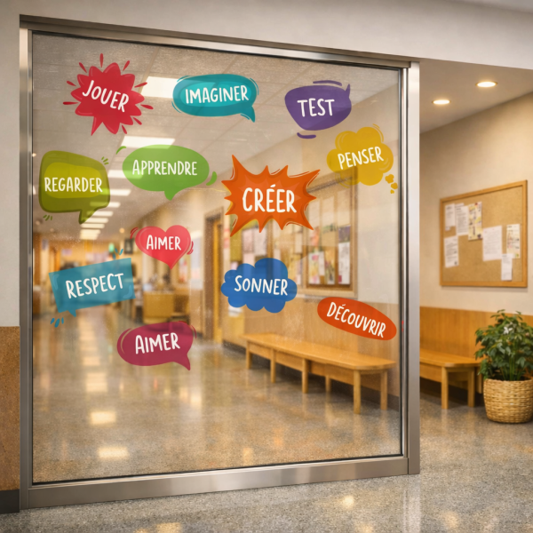 Autocollants décoratifs pour fenêtres avec phrases motivantes – décoration éducative pour salles de classe