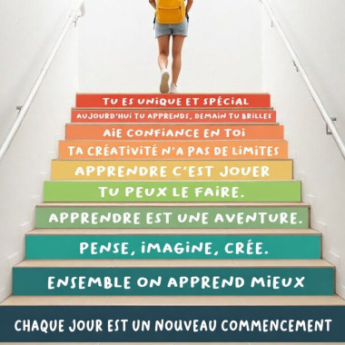 Décoration des escaliers scolaires - Autocollants avec phrases Montessori