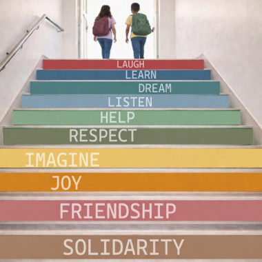 Staircase Stickers for Schools – Words That Help Us Grow – Earth Tones