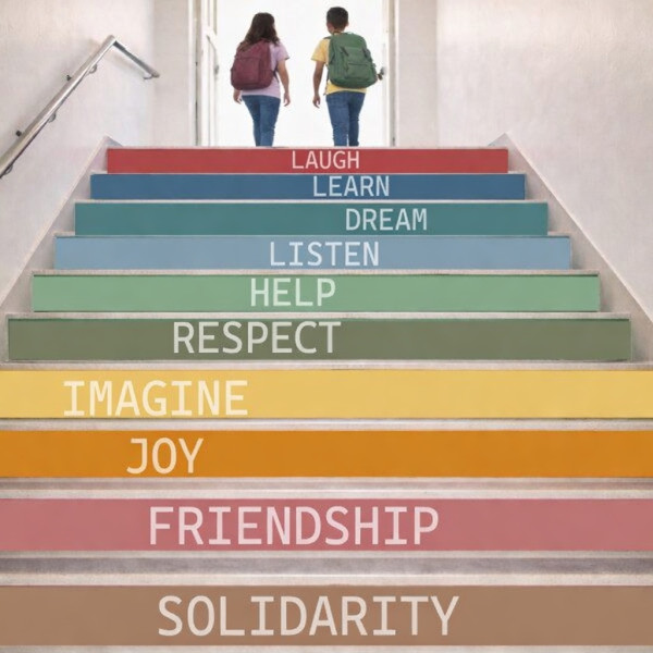 Staircase Stickers for Schools – Words That Help Us Grow – Earth Tones