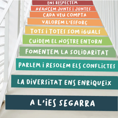 Vinils personalitzables per decorar escales. Al meu centre... (Colors terra)