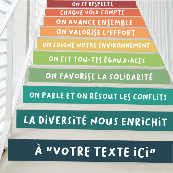 Stickers personnalisables pour les escaliers. Dans mon établissement... (Couleurs terre)
