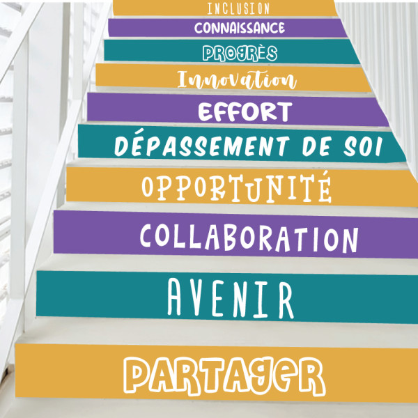 Stickers pour escaliers - Développement scolaire et personnel
