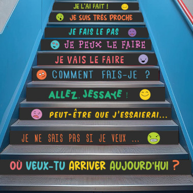 Autocollants pour escaliers et marches - Phrases de motivation et émoticônes