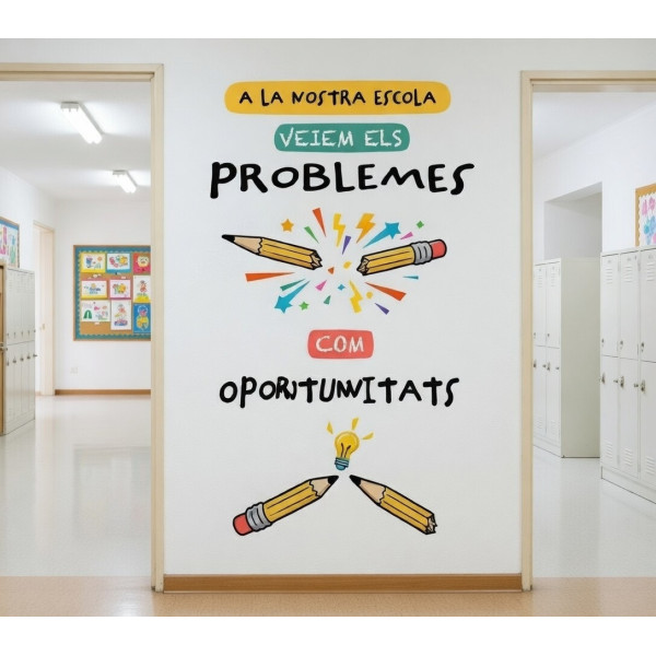 Decoració mural educativa per a escoles amb frase motivadora sobre oportunitats
