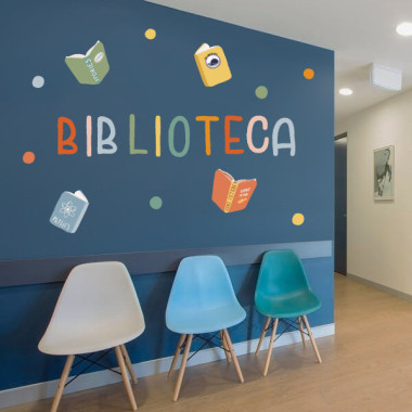 vinil biblioteca montessori paret escola paraula biblioteca llibres decoració educativa
