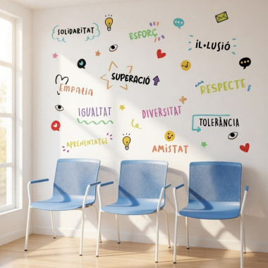 Vinil educatiu valors i motivació – Mural decoratiu per aules i escoles