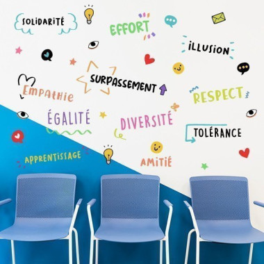 Sticker éducatif valeurs et motivation – Mural décoratif pour écoles