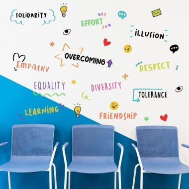 Educational values wall sticker – Motivational classroom wall mural