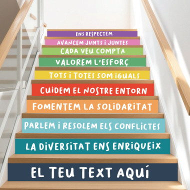 Vinils personalitzables per decorar escales. Al meu centre... (Colors vius)