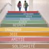 Autocollants pour escaliers scolaires – Des mots qui nous font grandir - Couleurs terre