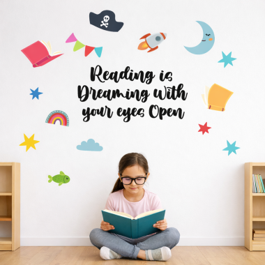 Decorative wall stickers for schools and children’s libraries | Reading is dreaming