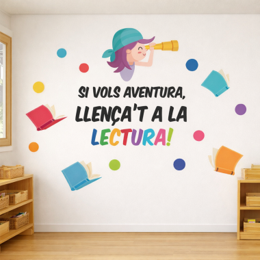 Tria idioma! Decoració escoles i instituts en català - Llença't a la lectura - Vinils amb frases per a escoles i instituts