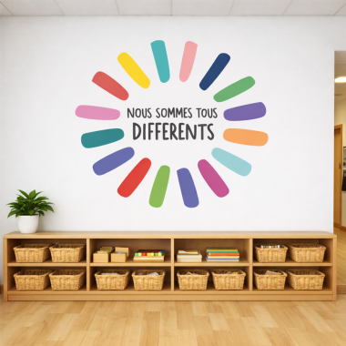 Sticker éducatif « Nous sommes tous différents » | Décoration scolaire diversité et égalité