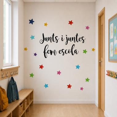 Vinil educatiu “Junts i juntes fem escola” | Decoració per a escoles i centres educatius