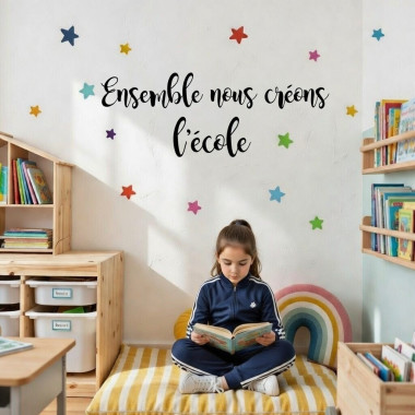 Sticker éducatif « Ensemble nous sommes école » | Décoration murale scolaire