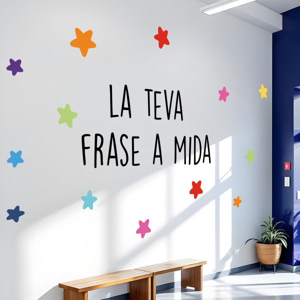 Frase personalitzada amb estrelles en vinil decoratiu