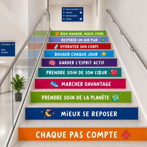 Stickers pour escaliers de centres de santé | Chaque pas compte