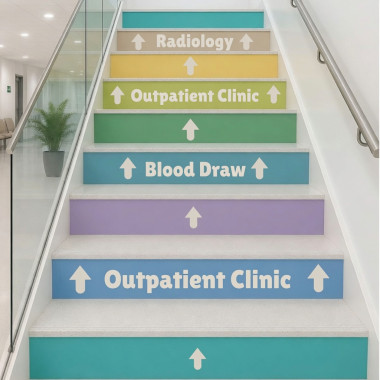Custom stair stickers with signage | Customize texts and colors