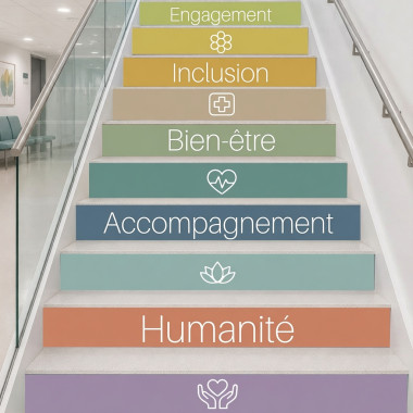Humanité | Stickers adhésifs pour escaliers de centres de santé