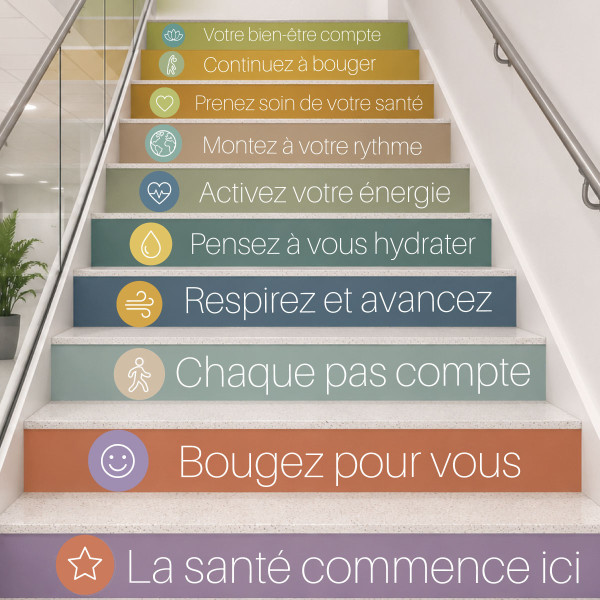 Stickers décoratifs pour escaliers d’hôpitaux | Votre santé commence ici