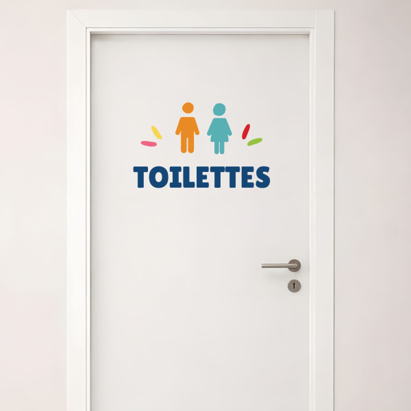 Signalétique des sanitaires pour espaces publics | Stickers personnalisables en différentes langues