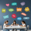 Educational wall decal with motivational comic speech bubbles for classroom and school decoration