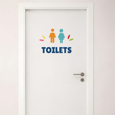Restroom signage for public spaces | Customizable stickers in different languages