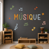 Sticker décoratif avec le mot Musique + notes de musique