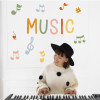 Sticker with the word Music + musical notes