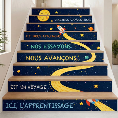 Autocollants décoratifs pour escaliers éducatifs – L’apprentissage est un voyage
