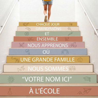 Famille |Stickers pour escaliers d’écoles – Ensemble, nous sommes une Famille
