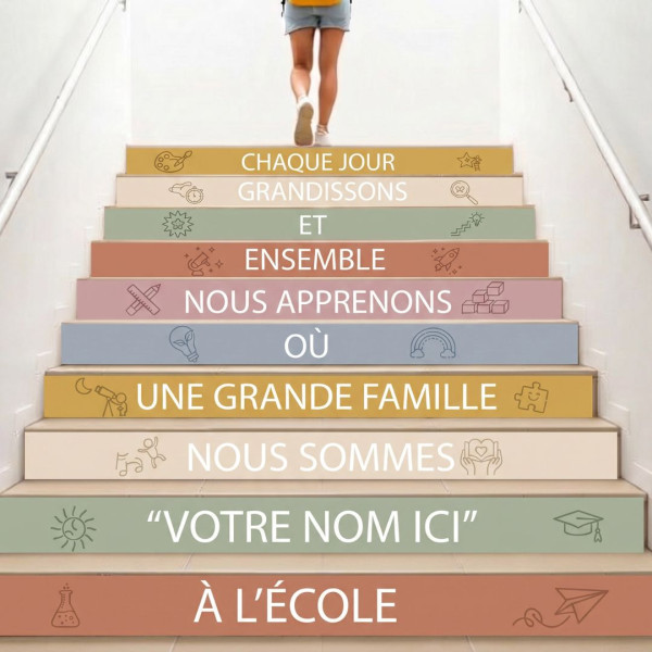 Famille |Stickers pour escaliers d’écoles – Ensemble, nous sommes une Famille
