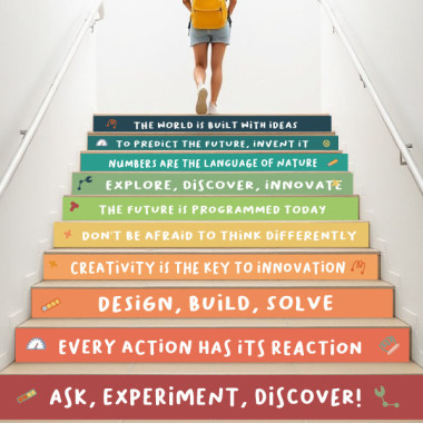 Decoration for school and college staircases. STEAM phrases
