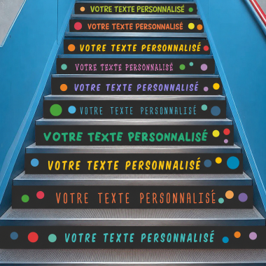 Stickers personnalisés pour escaliers scolaires | Créez vos Phrases – Noir