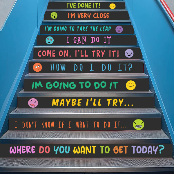 Stair and step decals - Motivational quotes and emojis