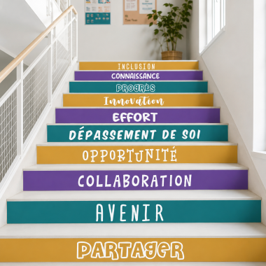 Stickers pour escaliers personnalisables en couleur - Développement académique et personnel