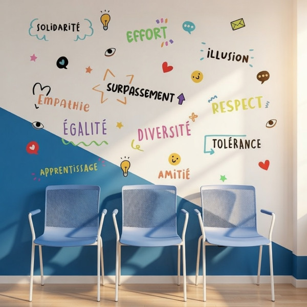 sticker educatif valeurs mots motivation mural classe ecole decoration
