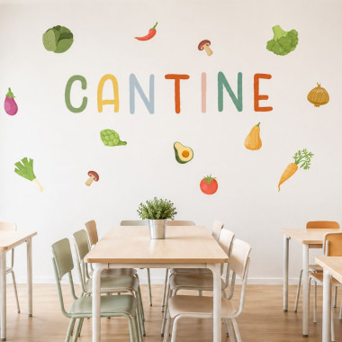 Stickers décoratifs pour cantines scolaires - Cantine avec des légumes