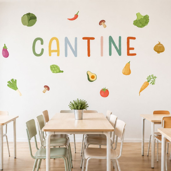 Stickers décoratifs pour cantines scolaires - Cantine avec des légumes