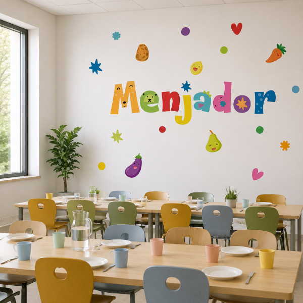Vinils menjador escolar col·lecció Happy | Decoració educativa per escoles