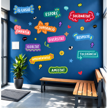 Vinil educatiu valors i motivació – Mural decoratiu per aules i escoles