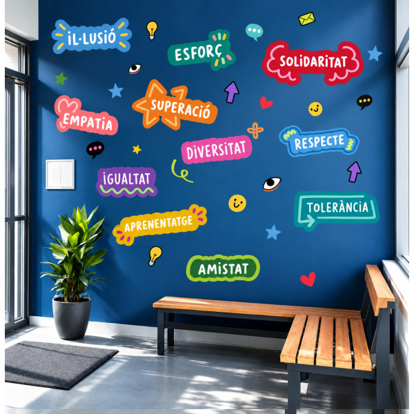 Vinil educatiu valors i motivació – Mural decoratiu per aules i escoles