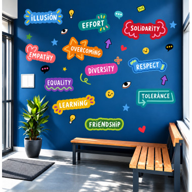 Educational values wall sticker – Motivational classroom wall mural