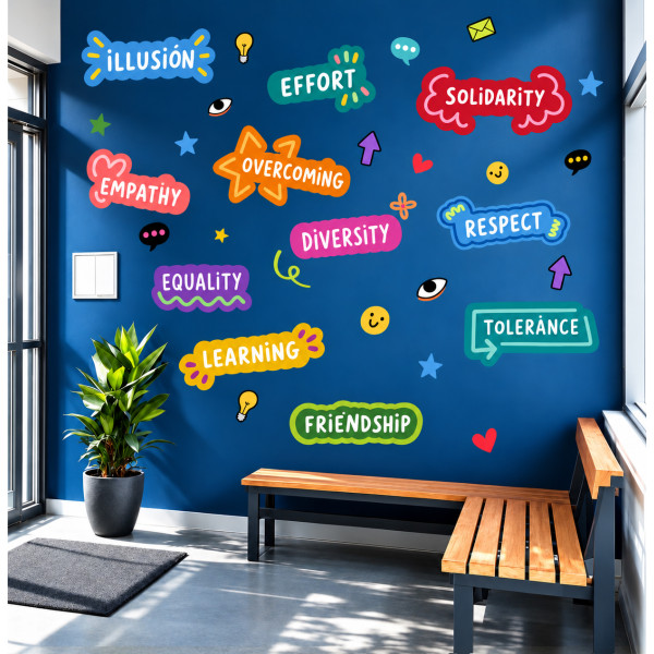 Educational values wall sticker – Motivational classroom wall mural